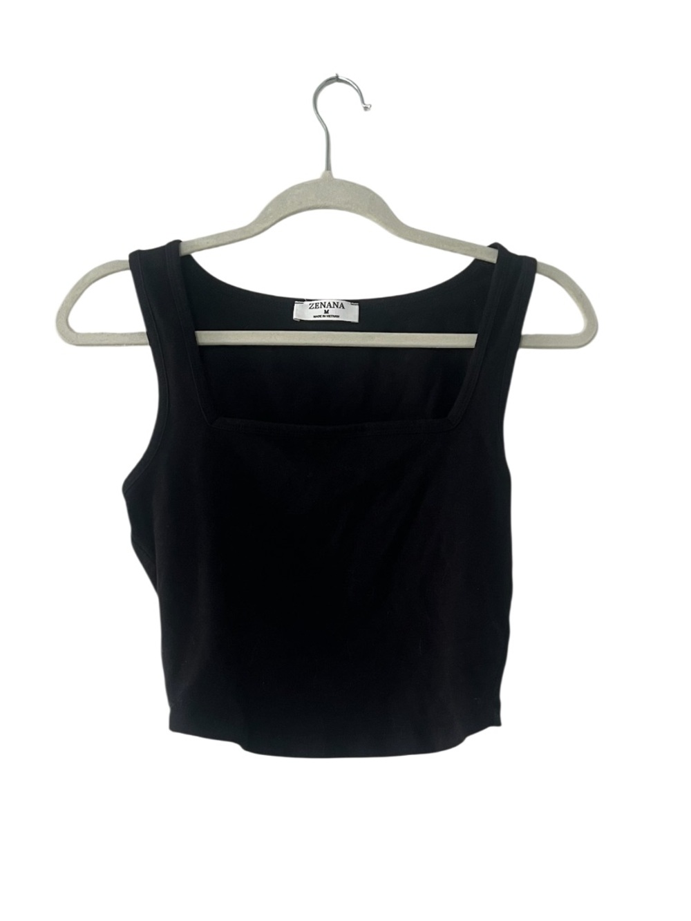 Zenana Outfitters Black Square Neck Crop Tank